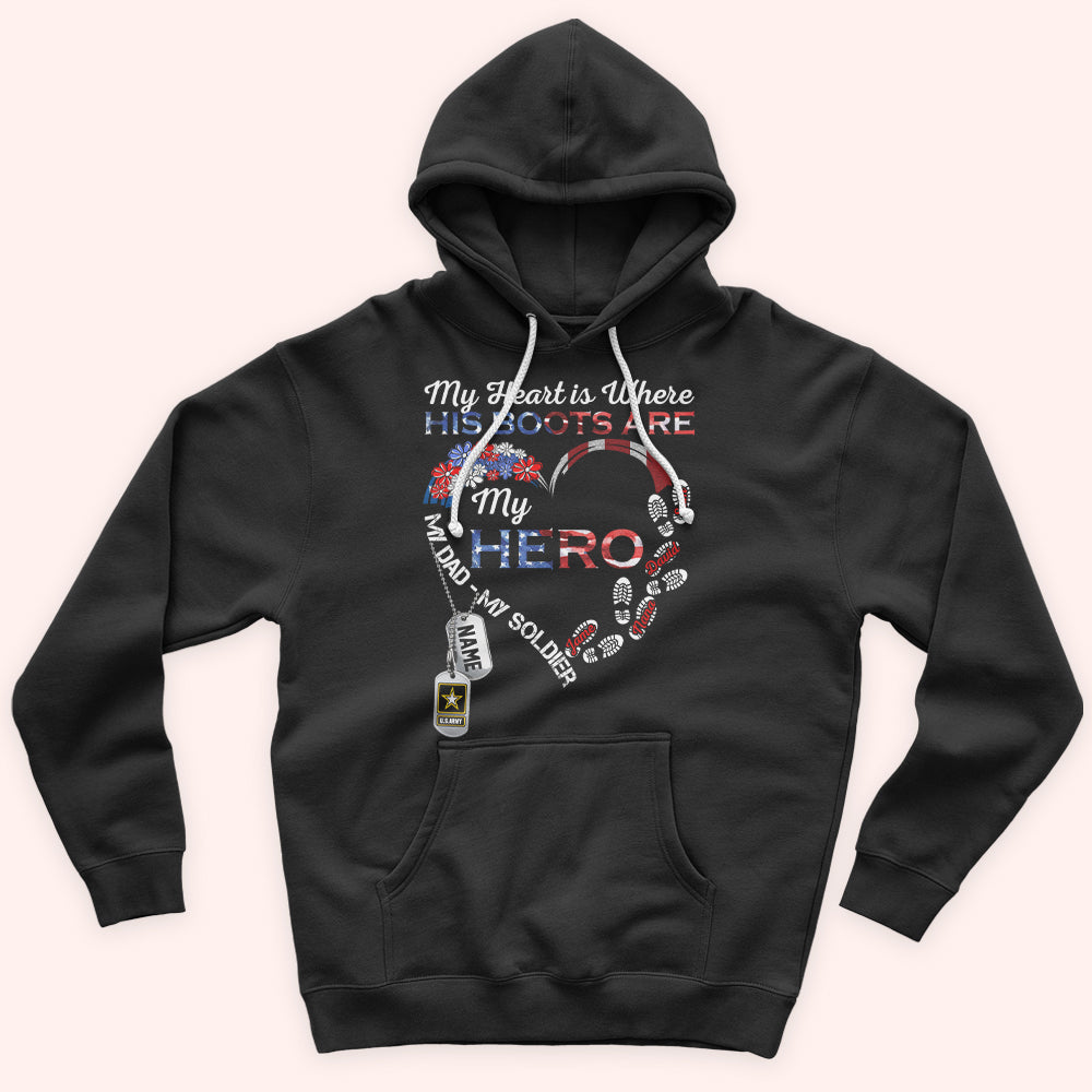 Veteran Custom Shirt My Heart Is Where His Boots Are Personalized Gift for Father's Day