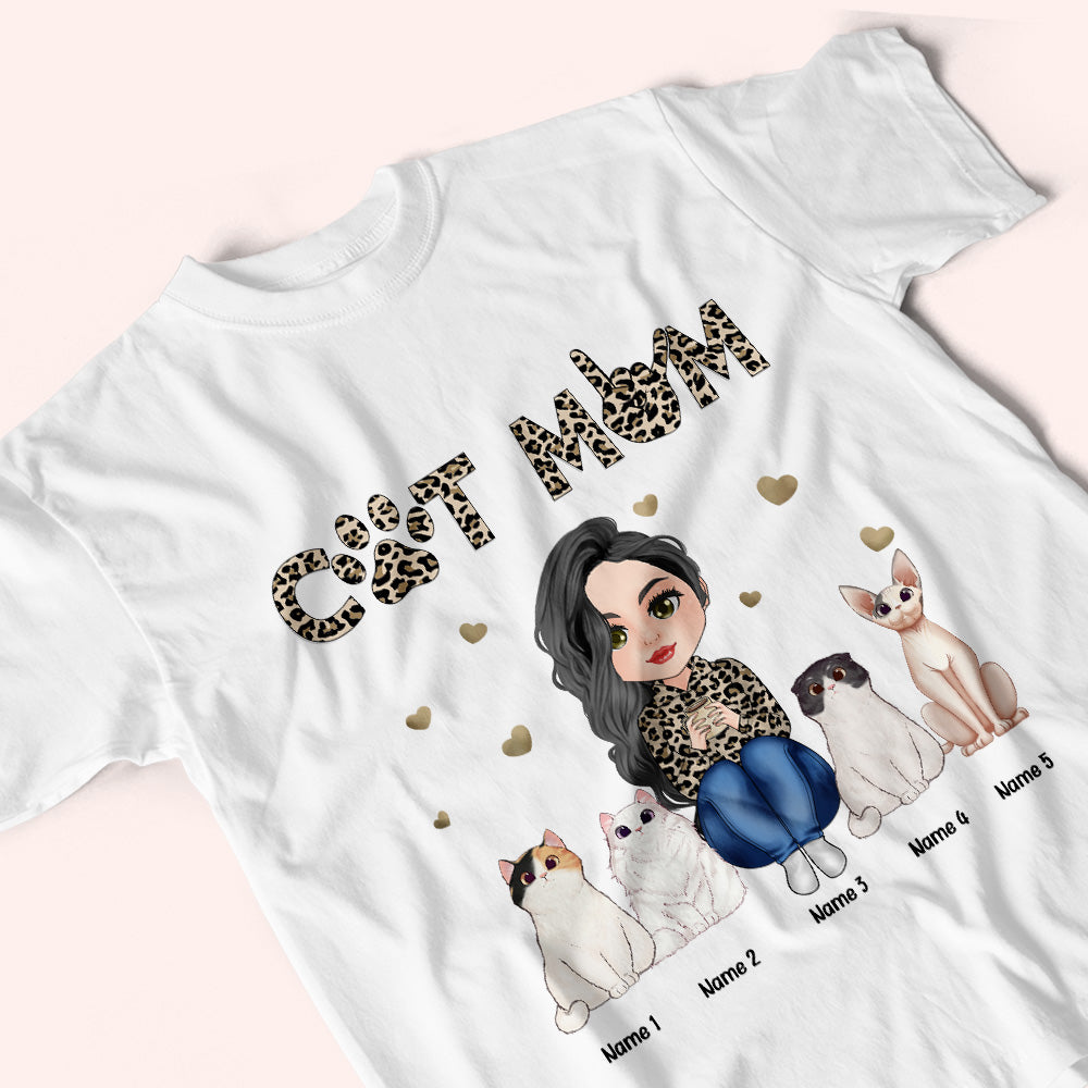 Cat Mom Custom Shirt Leopard Personalized Gift For Cat Lover