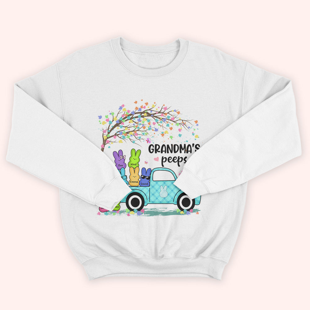 Easter Custom Shirt Grandma's Peeps Vintage Truck With Grandkids Name Personalized Gift