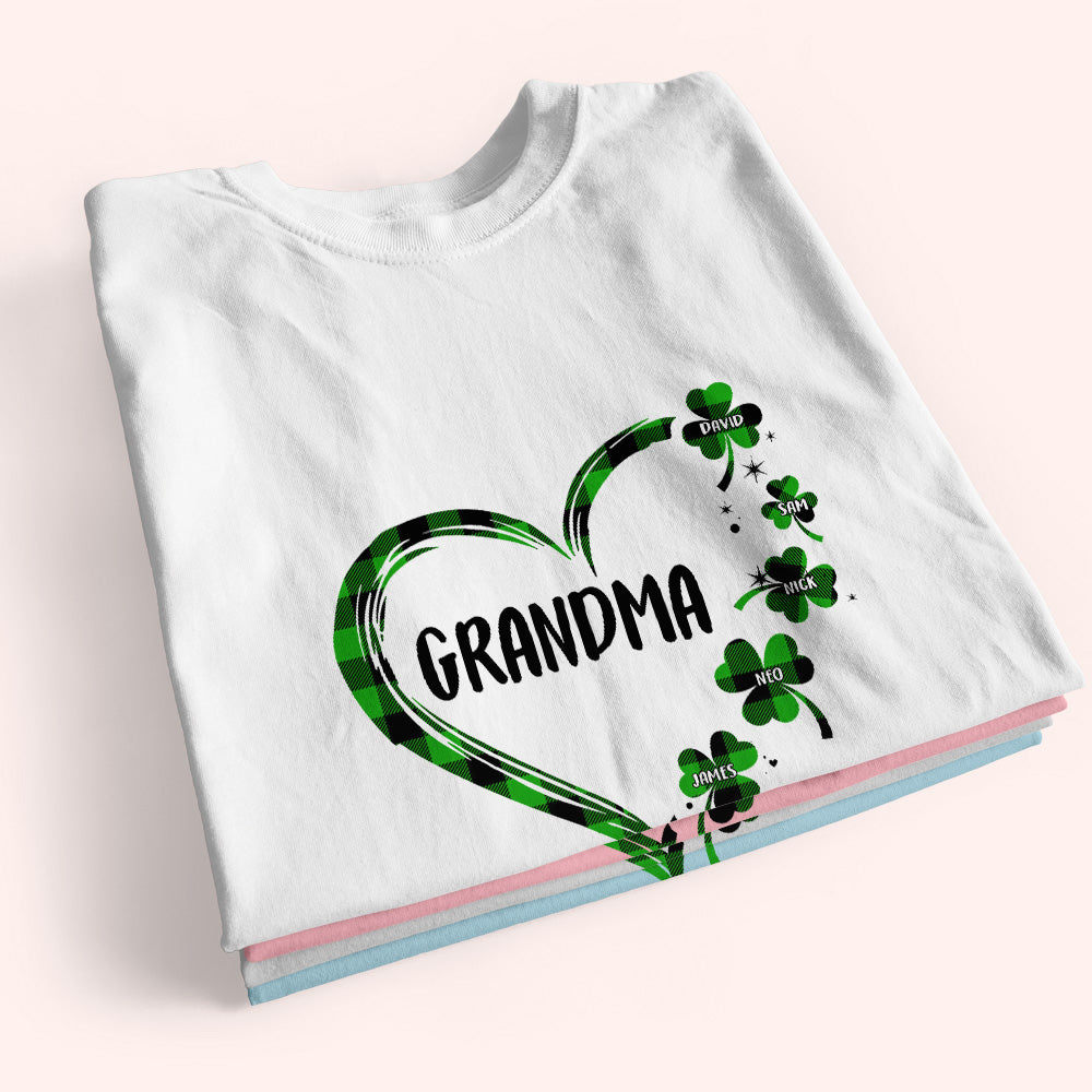 Grandma Custom Shirt With Grandkids Name Patrick's Day Personalized Gift