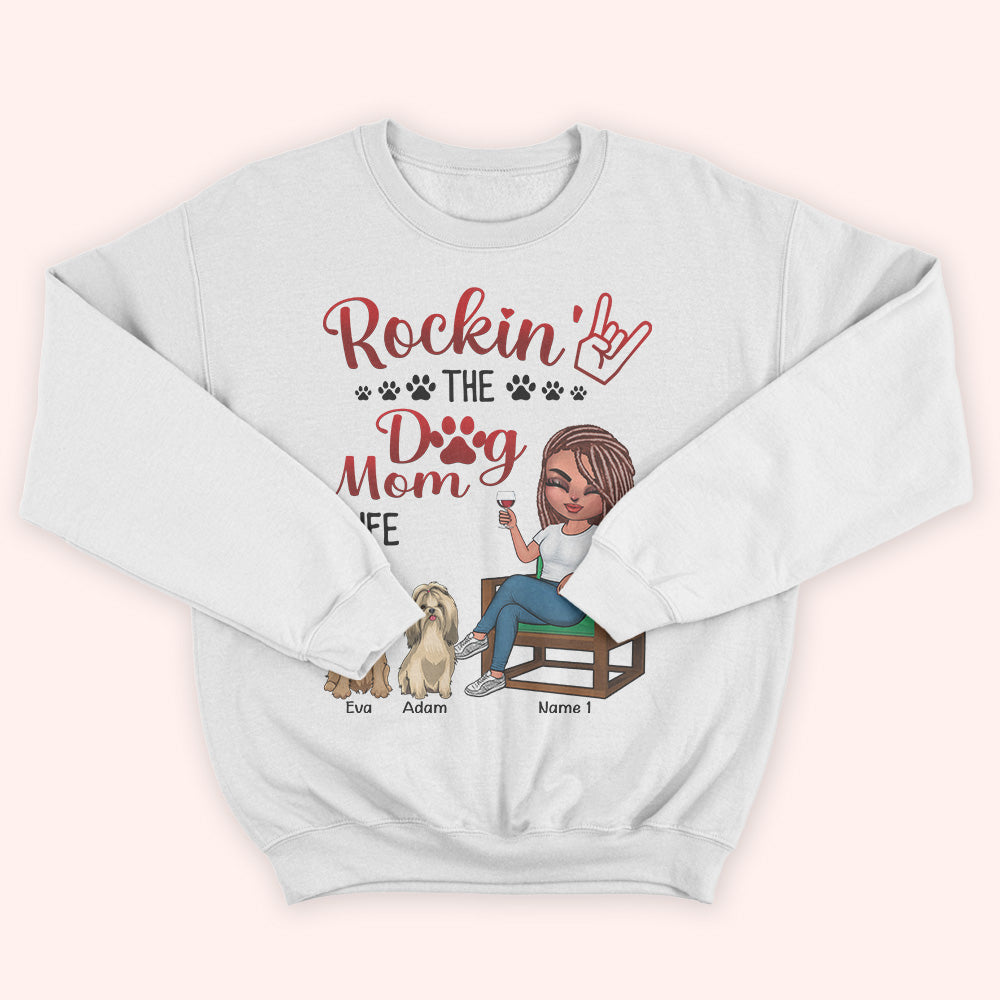 Dog Lady Custom Shirt Rockin The Dog Mom Life Personalized Gift For Dog Lover
