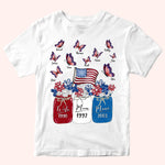 Grandma Custom Shirt Patriotic Butterflies And Flowers Personalized Gift