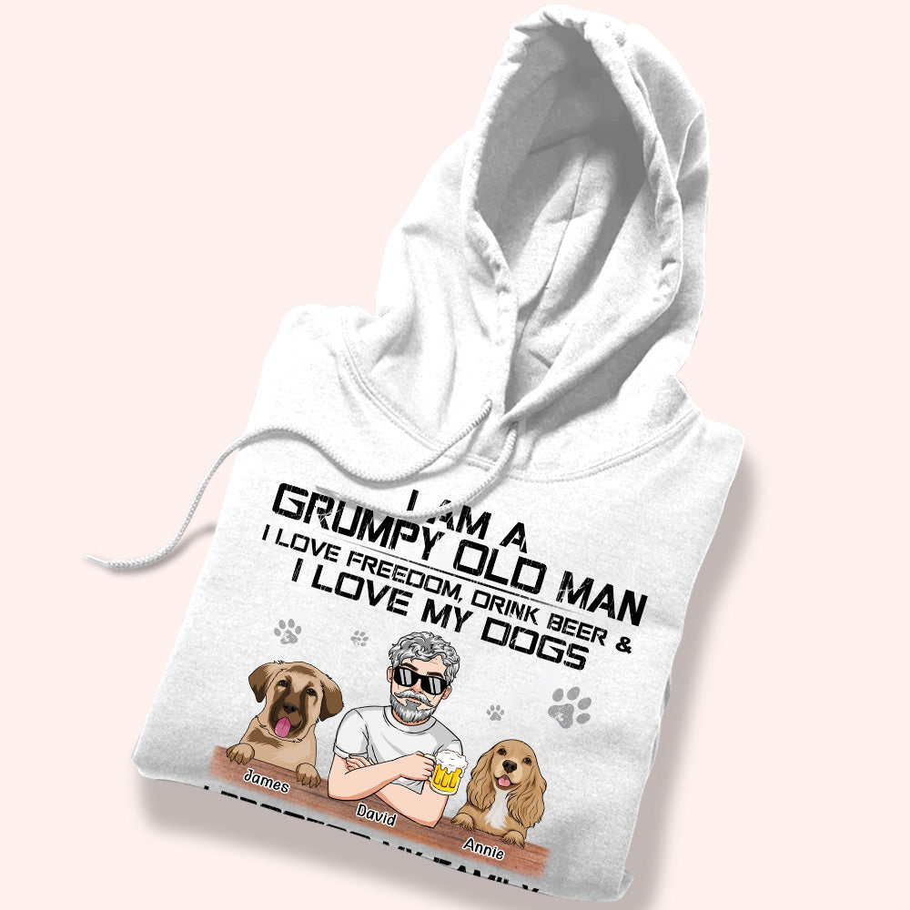 Dog Custom Shirt Grumpy Old Man Love Dogs Protect Family Personalized Gift