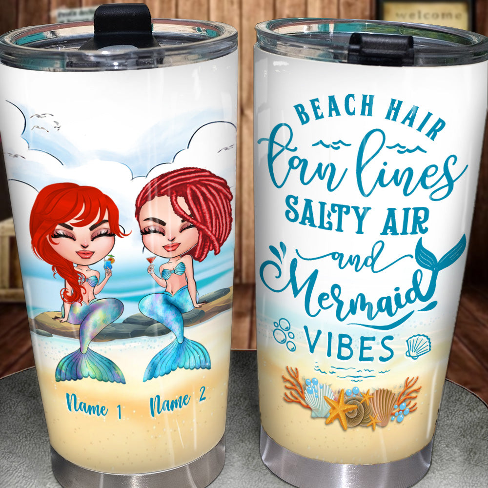 Mermaid Custom Tumbler Beach Hair Salty Air Summer Personalized Best Friend Gift