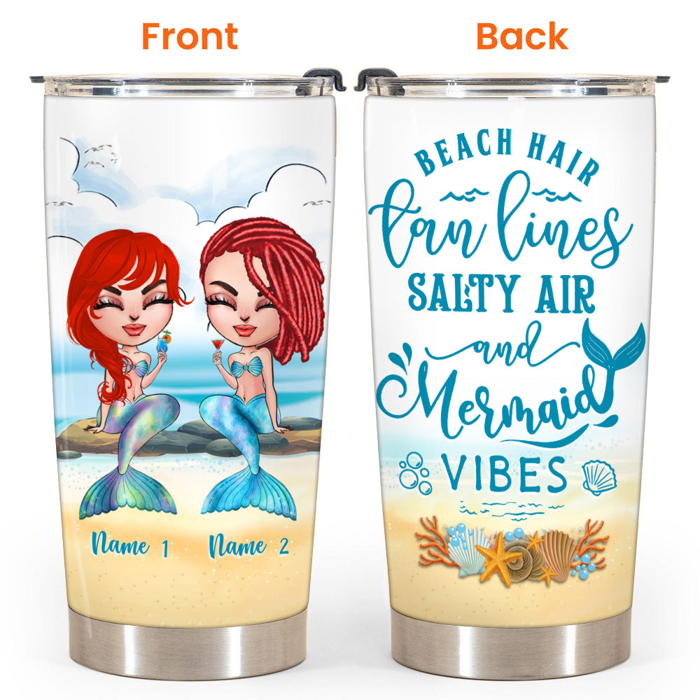 Mermaid Custom Tumbler Beach Hair Salty Air Summer Personalized Best Friend Gift