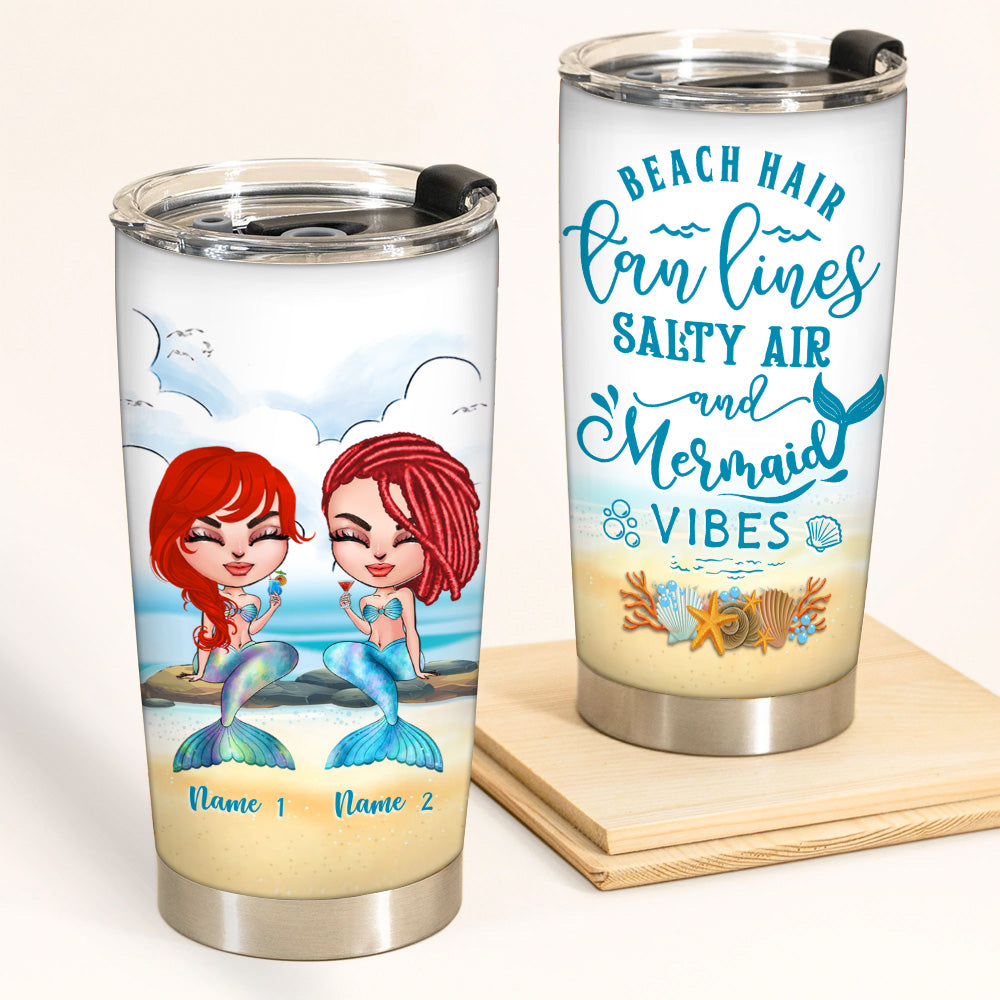 Mermaid Custom Tumbler Beach Hair Salty Air Summer Personalized Best Friend Gift