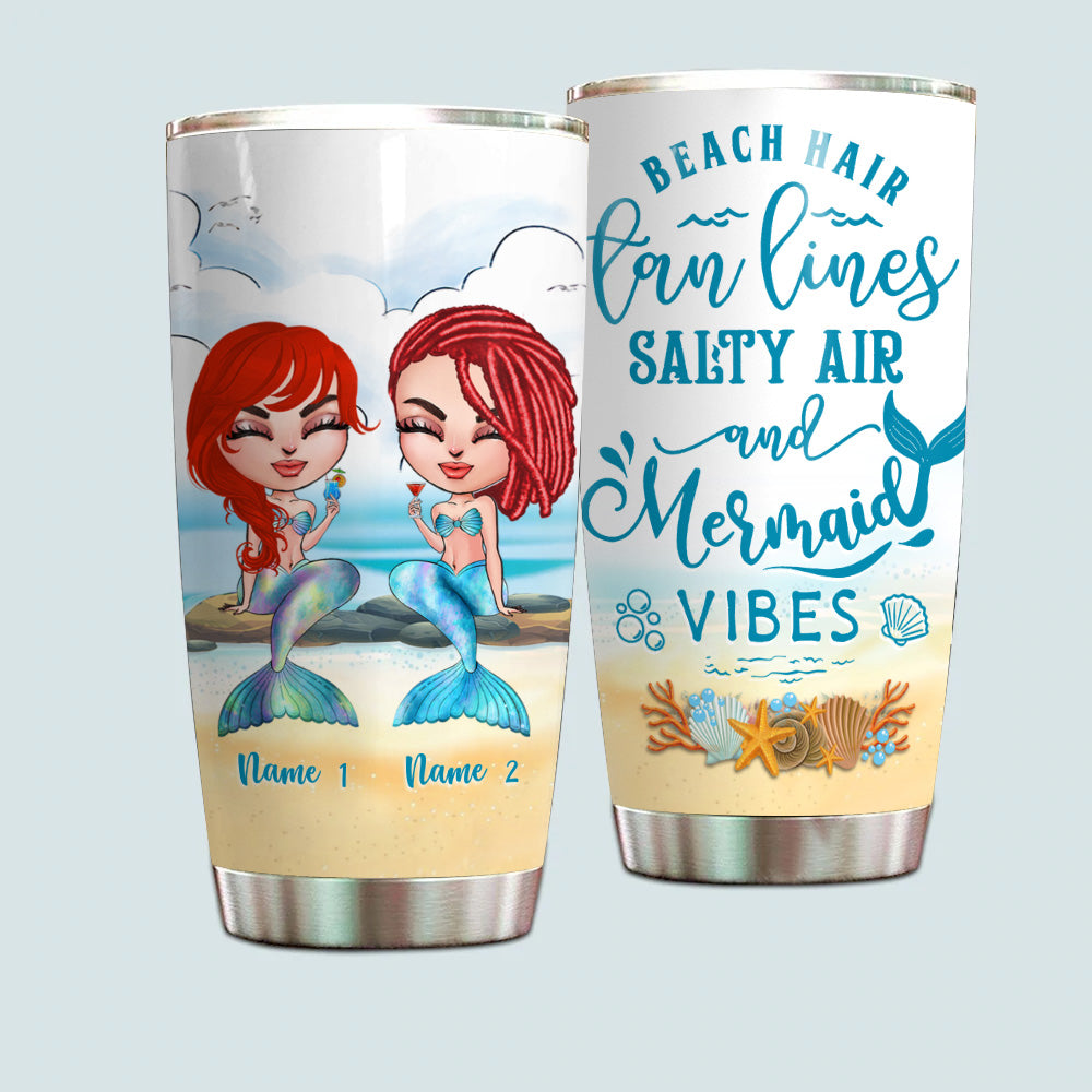 Mermaid Custom Tumbler Beach Hair Salty Air Summer Personalized Best Friend Gift