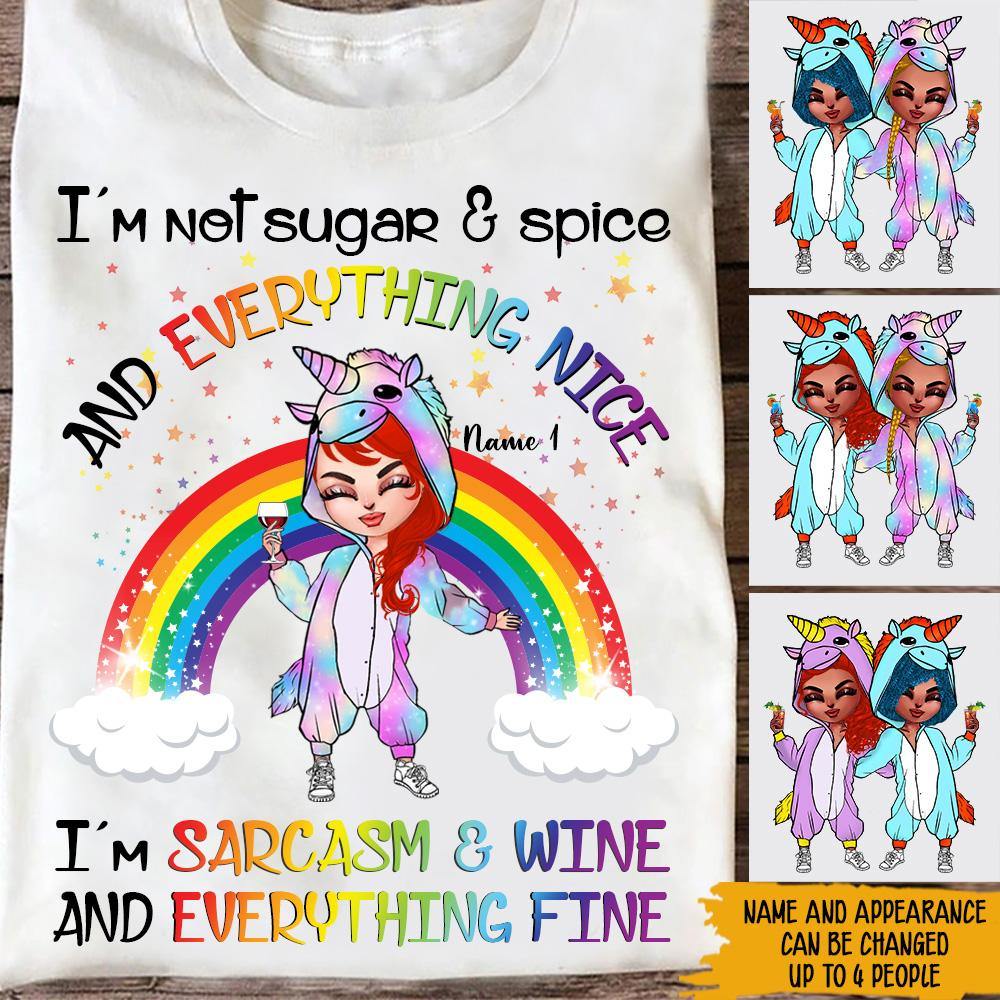 Unicorn Custom Shirt I'm Sarcasm & Wine And Everything Fine Personalized Best Friend Gift - PERSONAL84