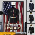 Veteran Custom Poster My Time In Uniform Is Over But Being A Soldier Never Ends Personalized Gift - PERSONAL84