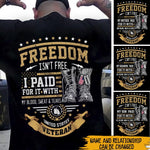 Veteran Custom Shirt FreeDom Isn't Free Personalized Gift - PERSONAL84
