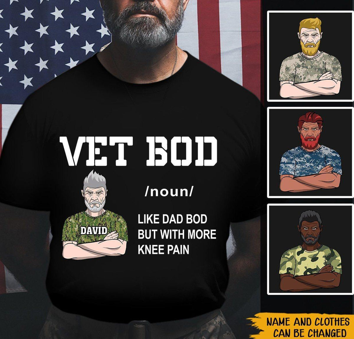 Veteran Custom Tshirt Vet Bod Like Dad Bod But With More Knee Pain Personalized Gift - PERSONAL84
