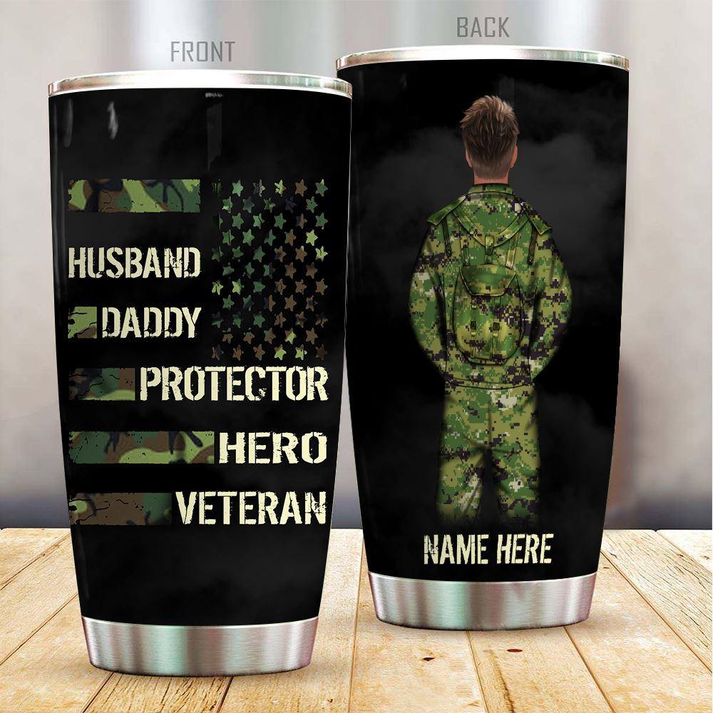 Veteran Father's Day Custom Tumbler Husband Daddy Protector Personalized Gift - PERSONAL84