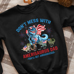 Don't Mess With American Dad - You'll Get Kicked, Personalized Dino Dad Shirt, Gift For Dad