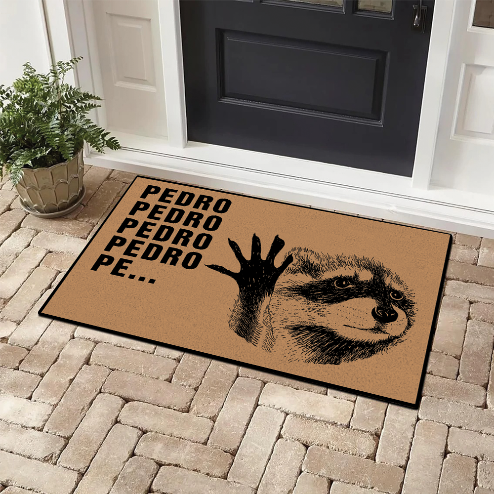 Pedro the Dancing Raccoon Door Mat, Funny Welcome Doormat