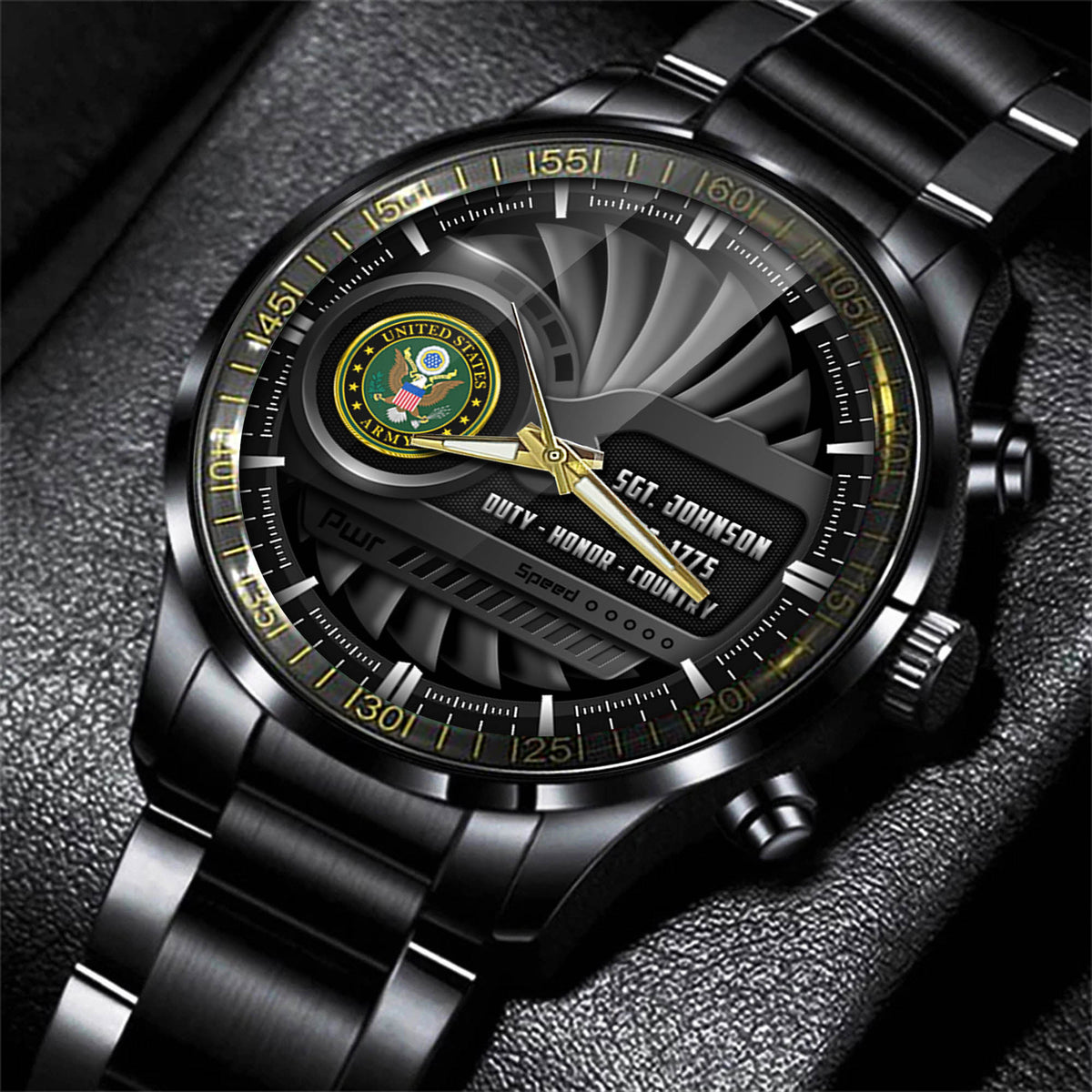 United States Army Emblem Watch Duty Honor Country Black Fashion Watch Custom US Army Gift