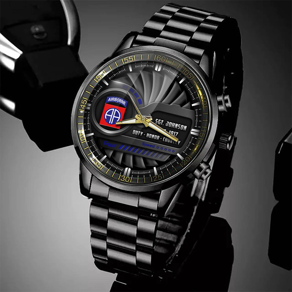 82d Airborne Division Fashion Watch Duty Honor Country Black Watch Custom Military Gift