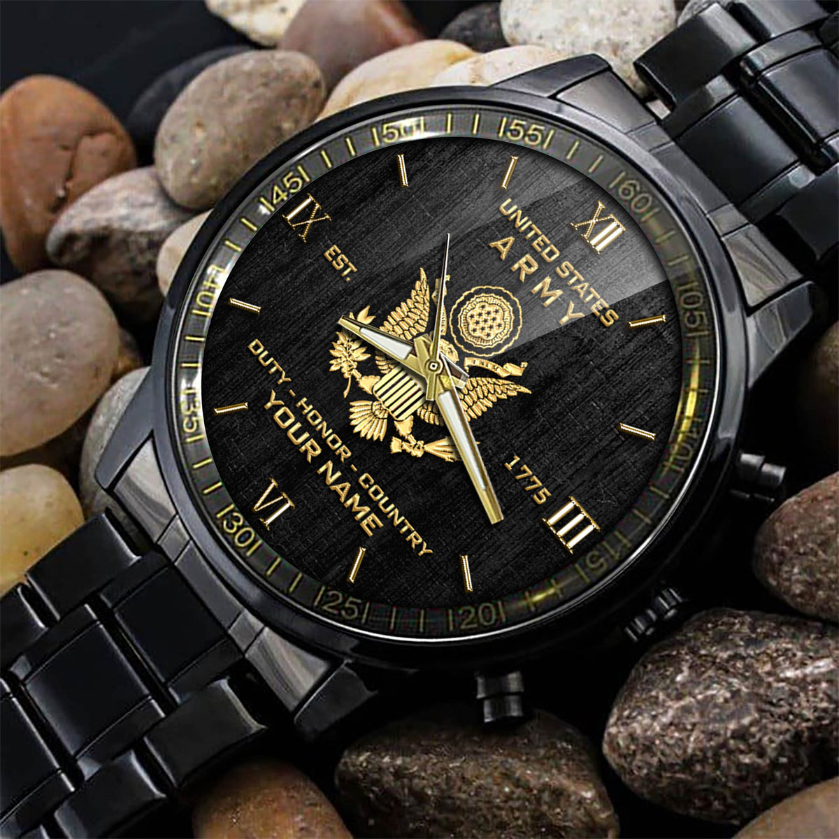 United States Army Black And Gold Watch Duty Honor Country US Army Watch Personalized Soldier Gift