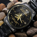 US Space Force Delta Watch Duty Honor Country Space Force Black And Gold Watch Custom Military Gift