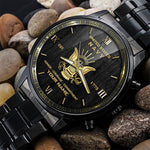 U.S. Navy Black Watch Honor Courage Commitment Navy Military Fashion Watch Personalized Gift for Soldier