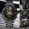 US Space Force Veteran Black &amp; Gold Watch Proudly Served Space Force Fashion Watch Custom Veterans Gift