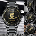 101st Airborne Division Veteran Proudly Served Black Waist Watch Custom Military Gift