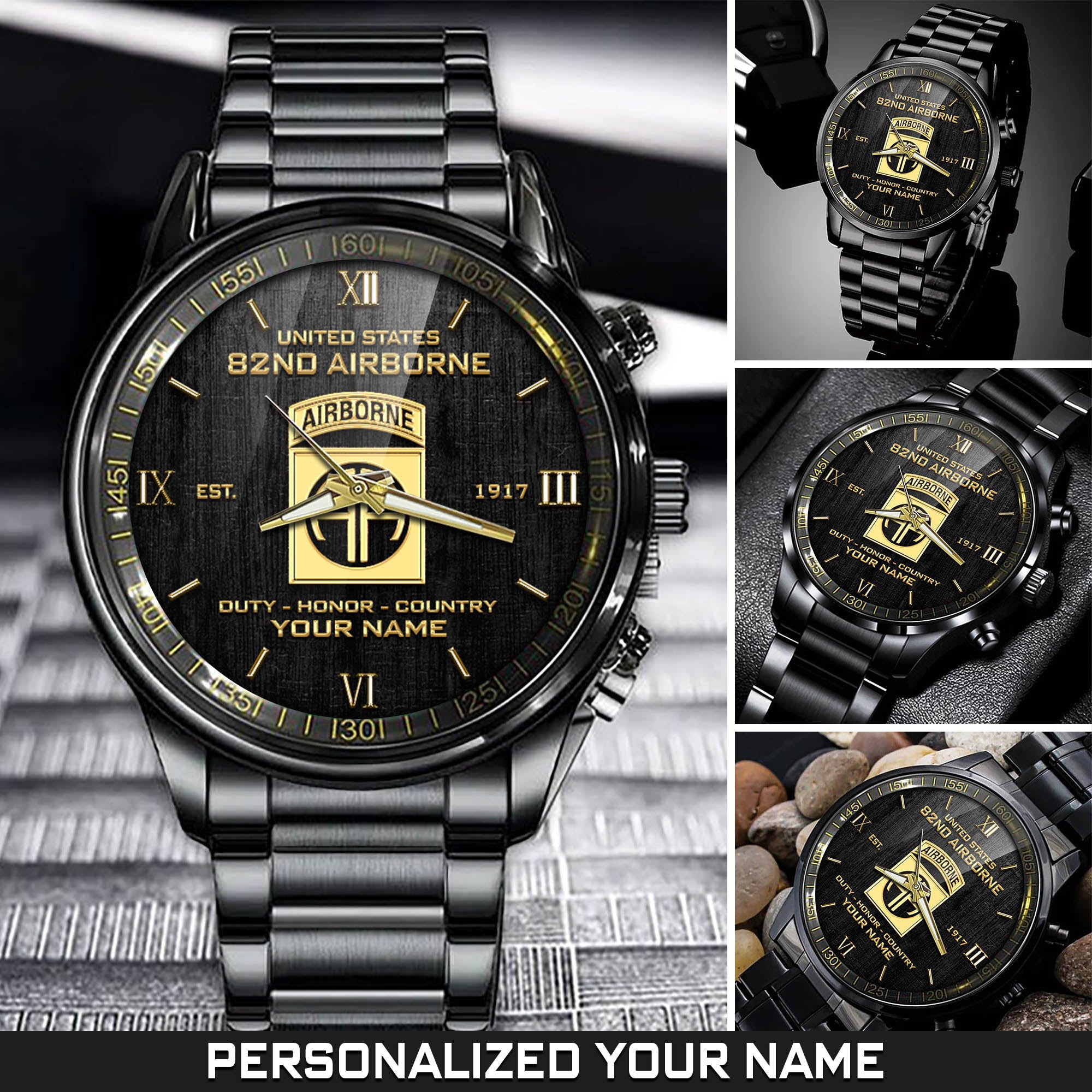 82nd Airborne Division Fashion Match Duty Honor Country Military Watch Personalized US Army Gift