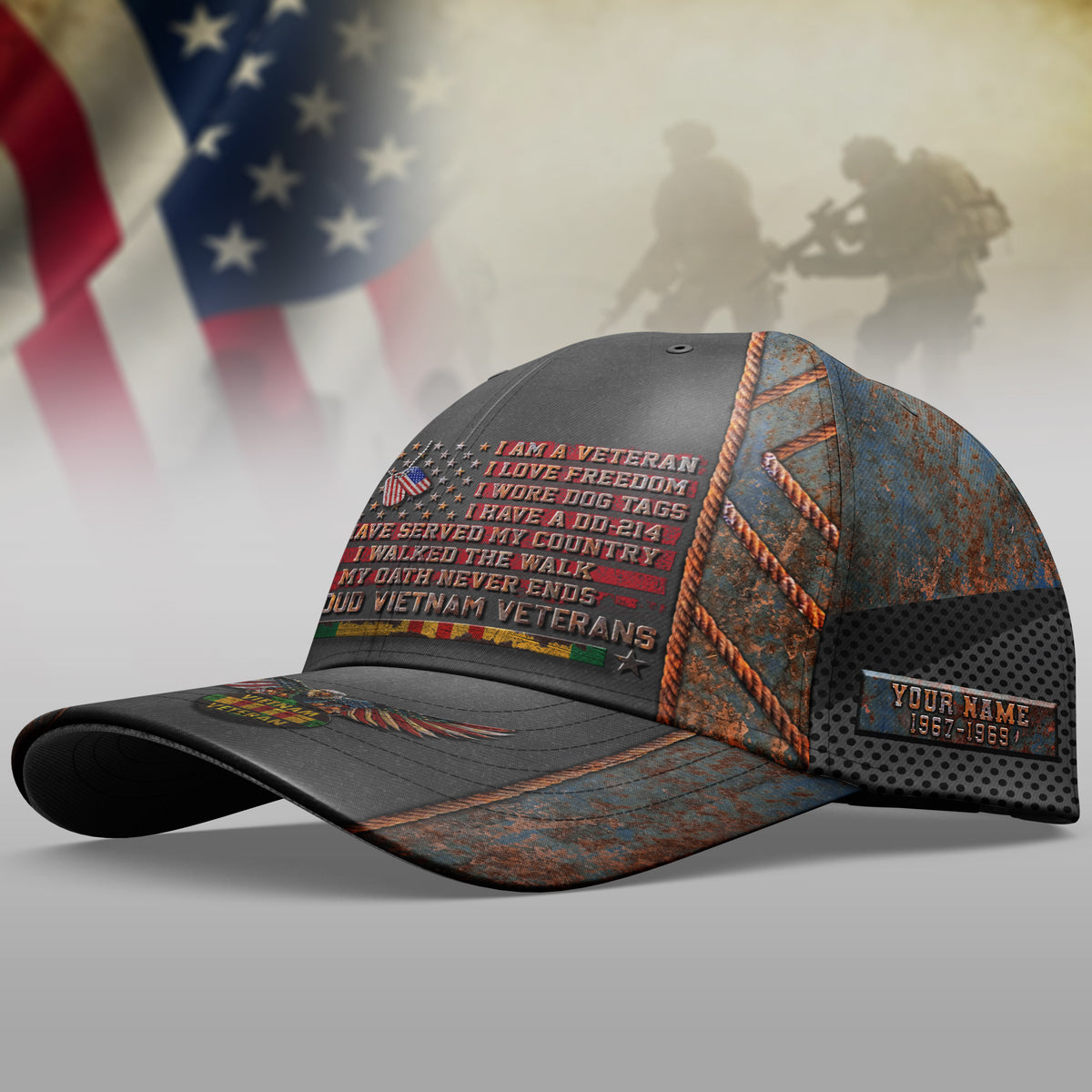 Vietnam Veteran Eagle Ribbon Cap I Have DD-214 I Have Served My Country Baseball Cap Custom Vietnam Veteran Gift