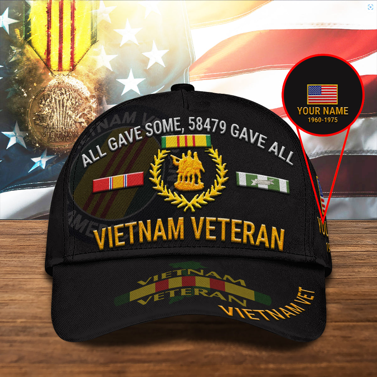 Vietnam Vet Black Embroidered Cap Vietnam Veteran All Gave Some Baseball Cap Personalized Vietnam Veteran Gift