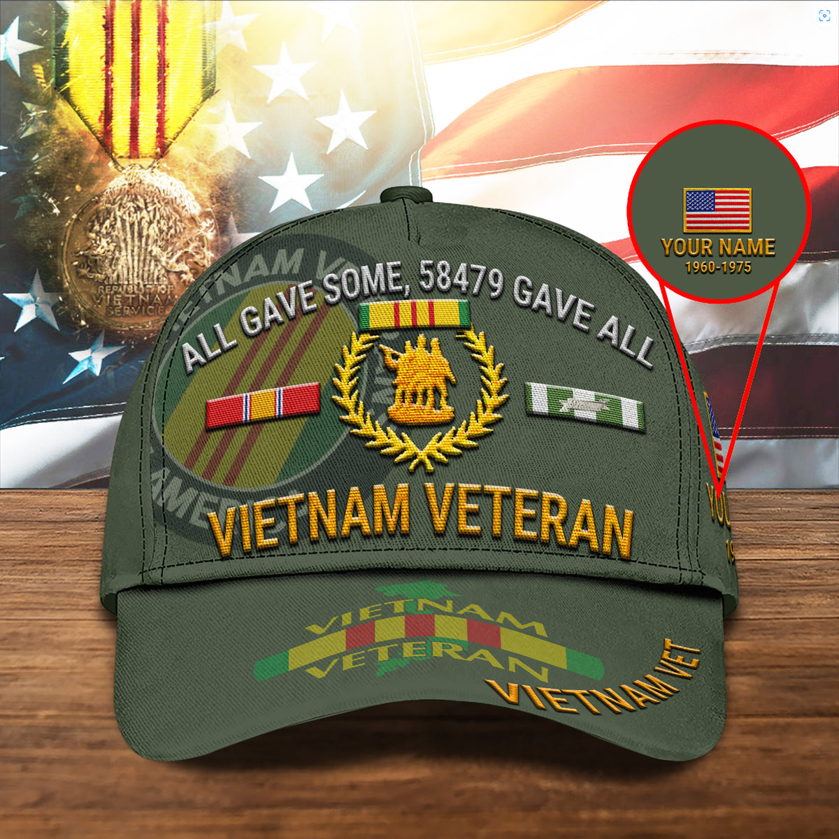 Vietnam Veteran Cap All Gave Some 58479 Gave All Cap For Men Personalized Vietnam Veteran Gift