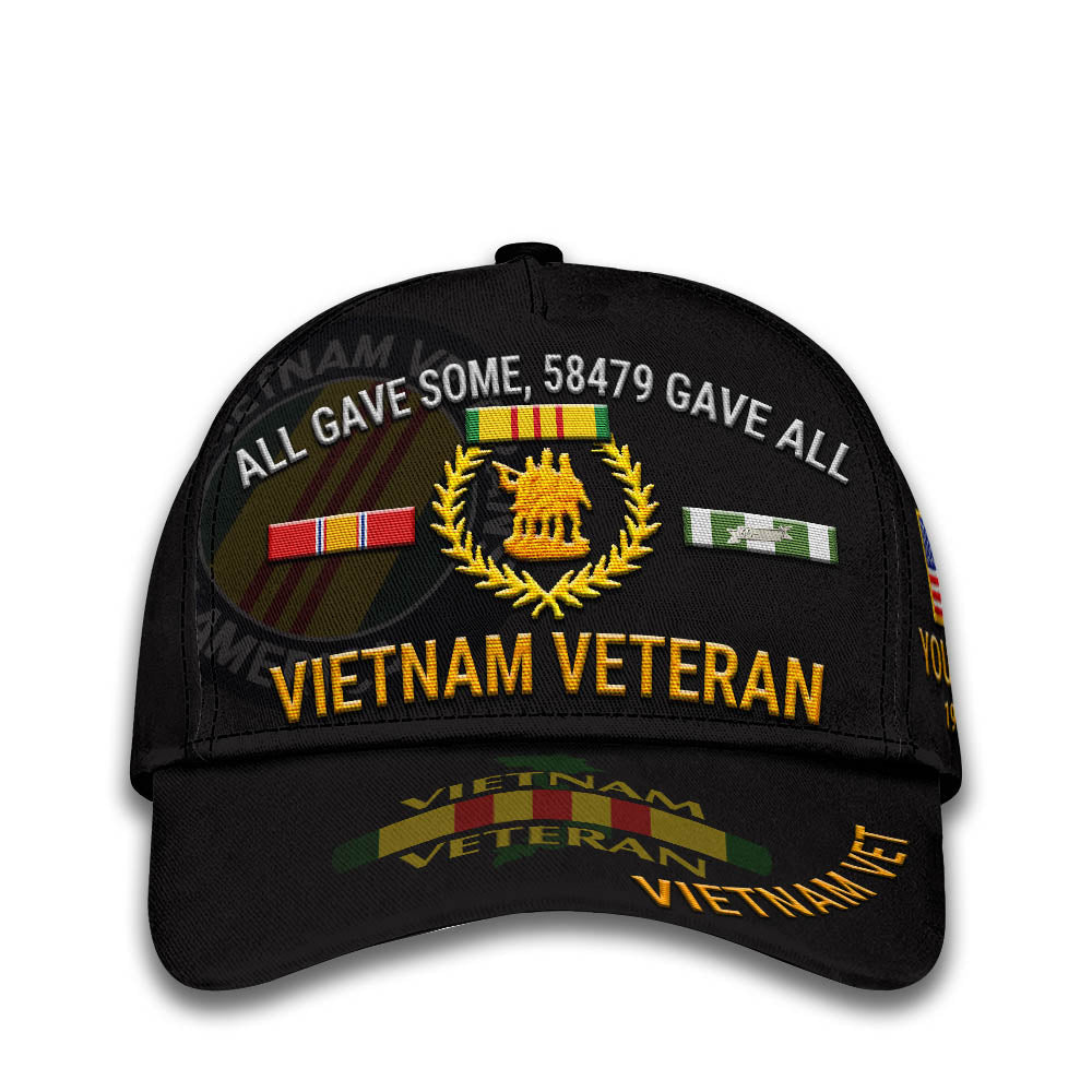 Vietnam Vet Black Embroidered Cap Vietnam Veteran All Gave Some Baseball Cap Personalized Vietnam Veteran Gift