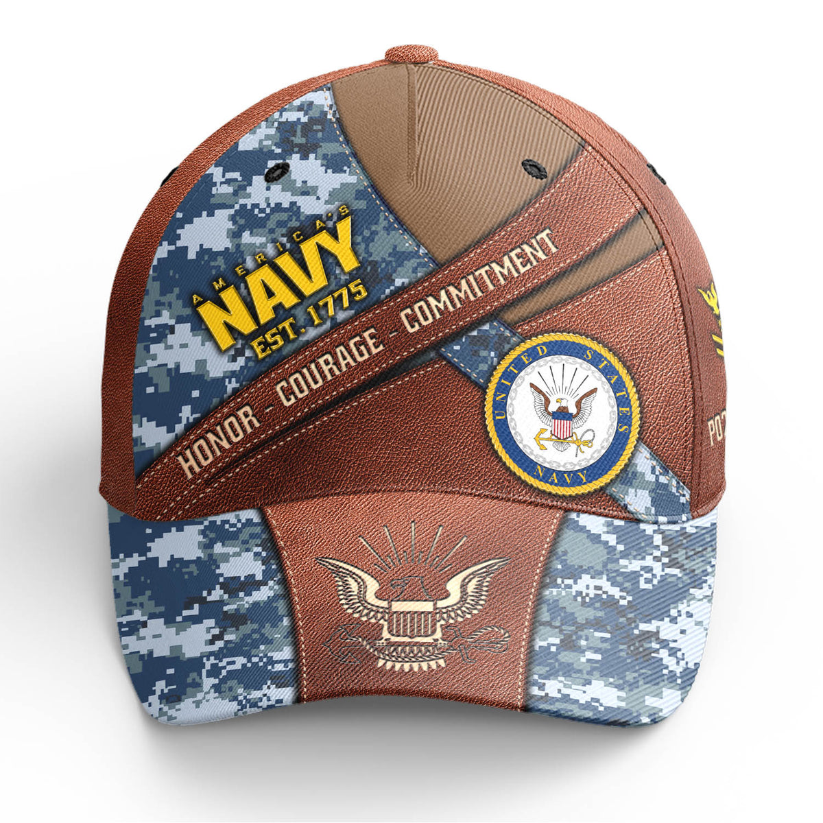 America's Navy Est. 1775 Cap Honor Courage Commitment Military Hat Personalized US Navy Gift