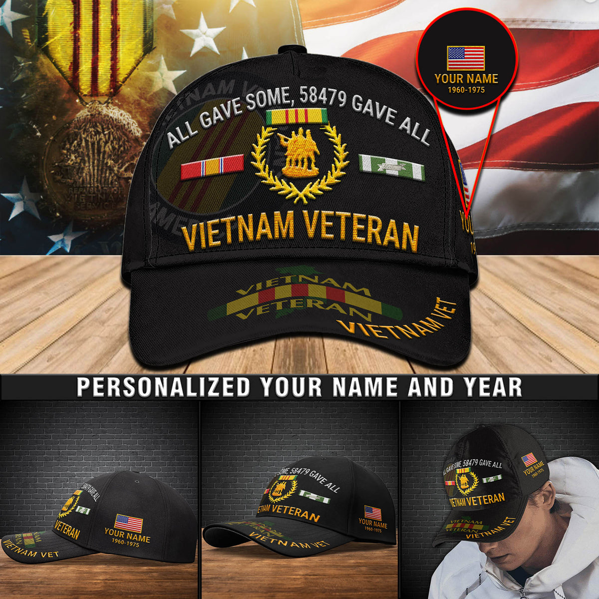 Vietnam Vet Black Embroidered Cap Vietnam Veteran All Gave Some Baseball Cap Personalized Vietnam Veteran Gift