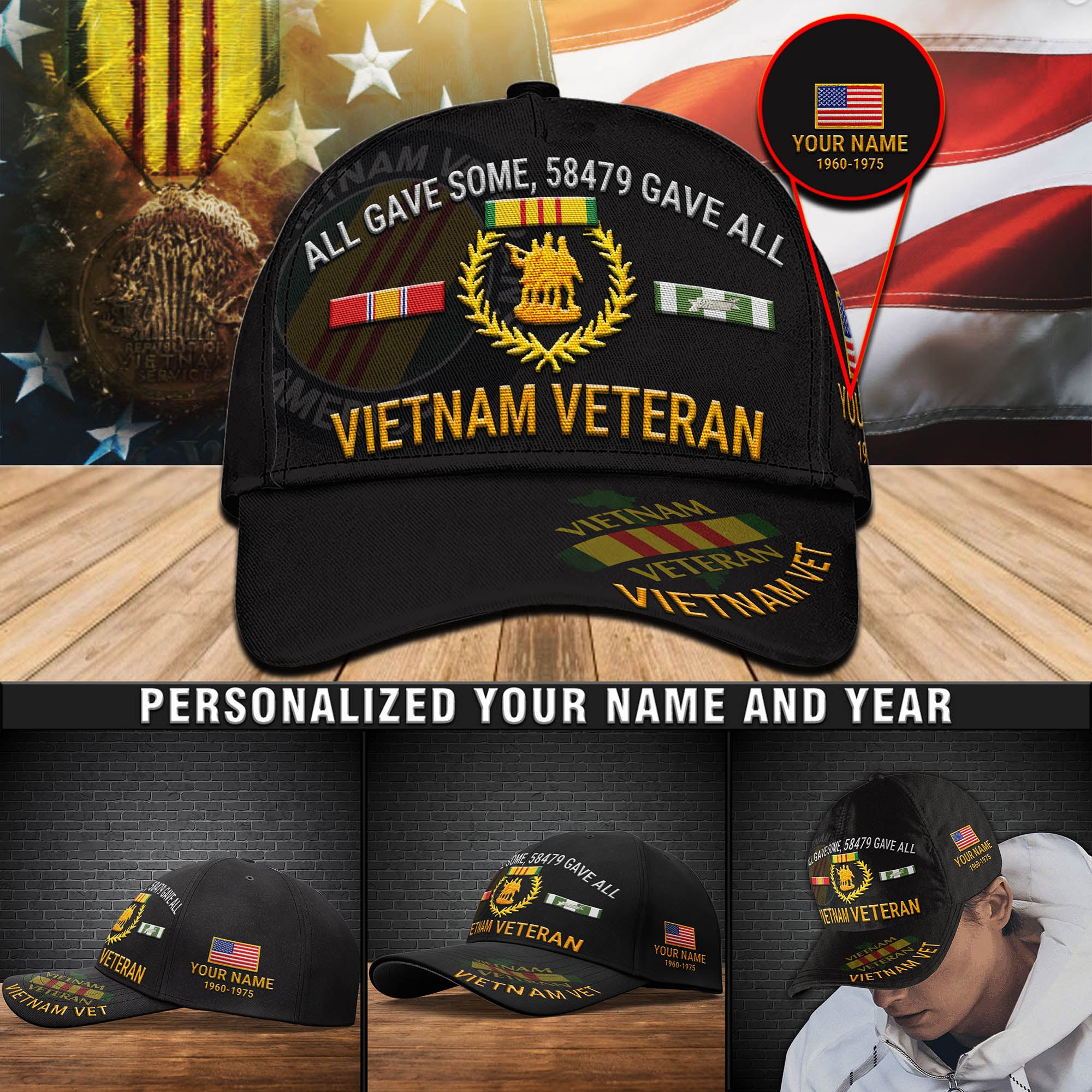 Vietnam Veteran Cap All Gave Some Black Baseball Cap Personalized Vietnam Veteran Gift