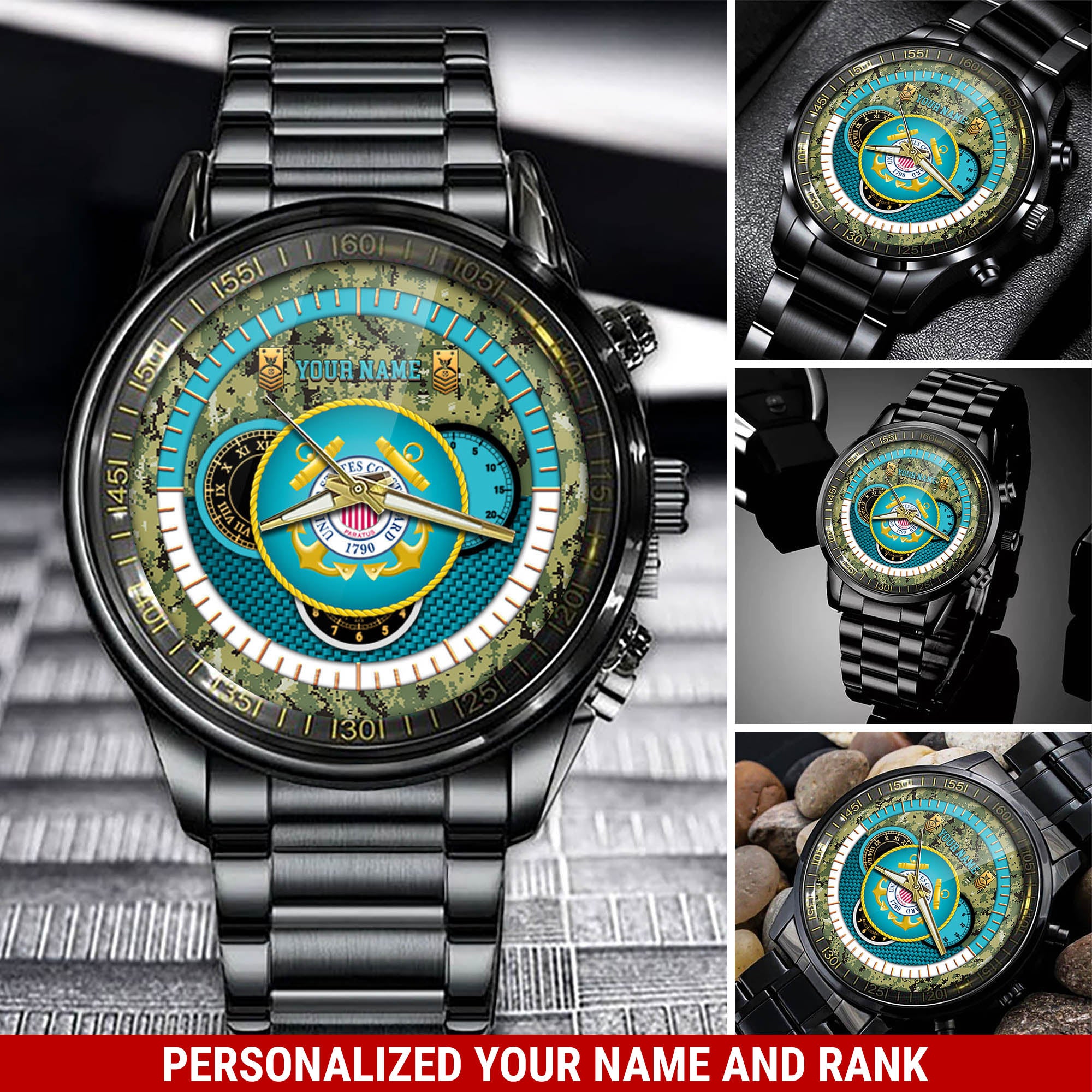 U.S. Coast Guard Watch Proud Coast Guard Emblem Fashion Watch Personalized USCG Gift