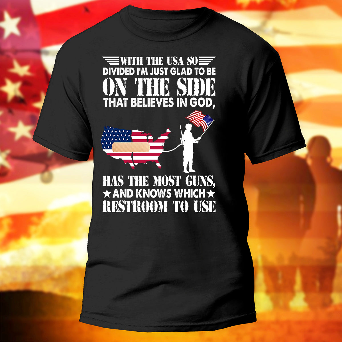 Liberty American Flag T-Shirt I'm Just Glad To Be On The Side Shirt Patriotic Gift
