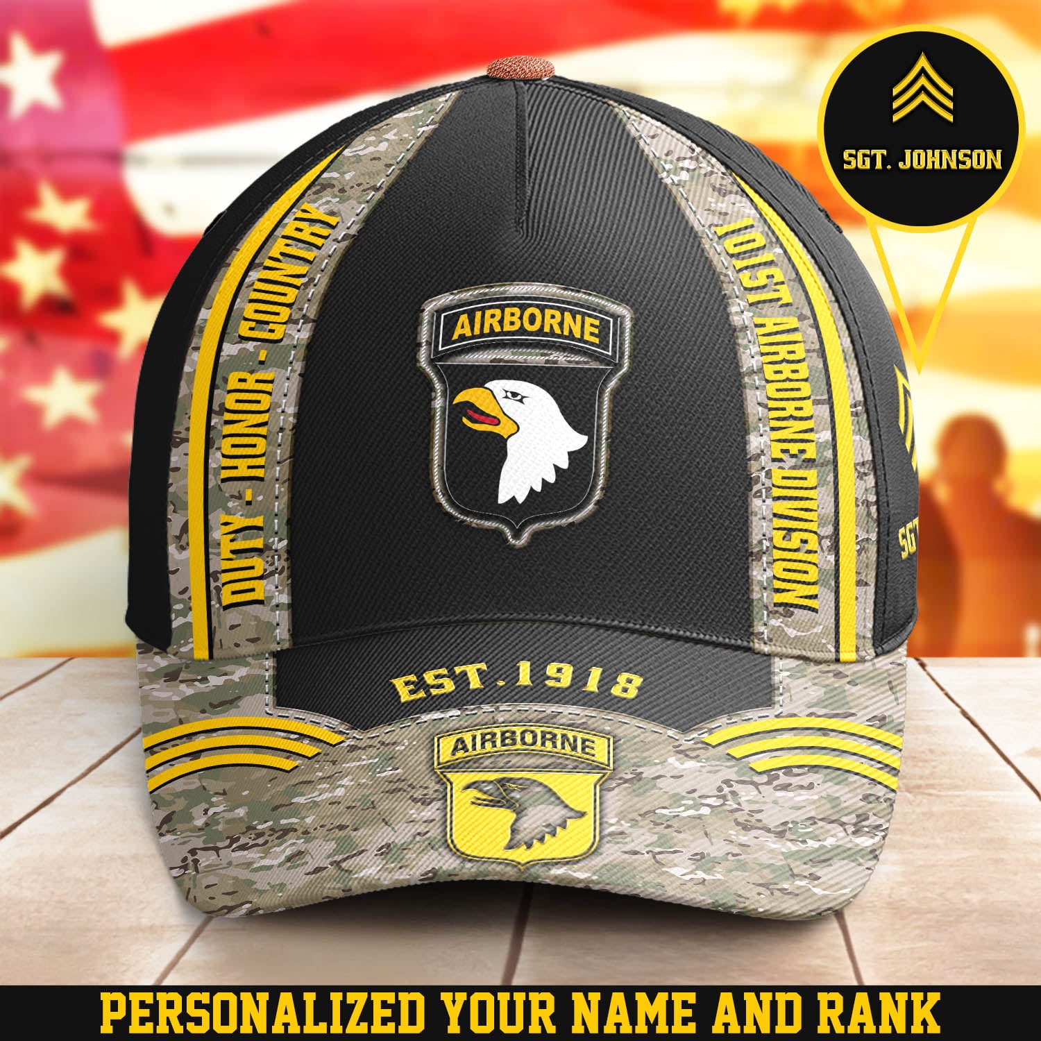 Screaming Eagle Airborne Hat Duty Honor Country 101st Airborne Division Cap Personalized Soldier Gift
