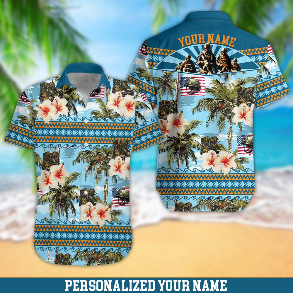 Soldier Hawaiian Shirt Floral Tropical Summer Hawaiian Shirt for Military Custom Soldier Gift