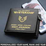 U.S. Air Force Veteran Wallet Integrity Service Excellence Men Wallet Personalized USAF Gift