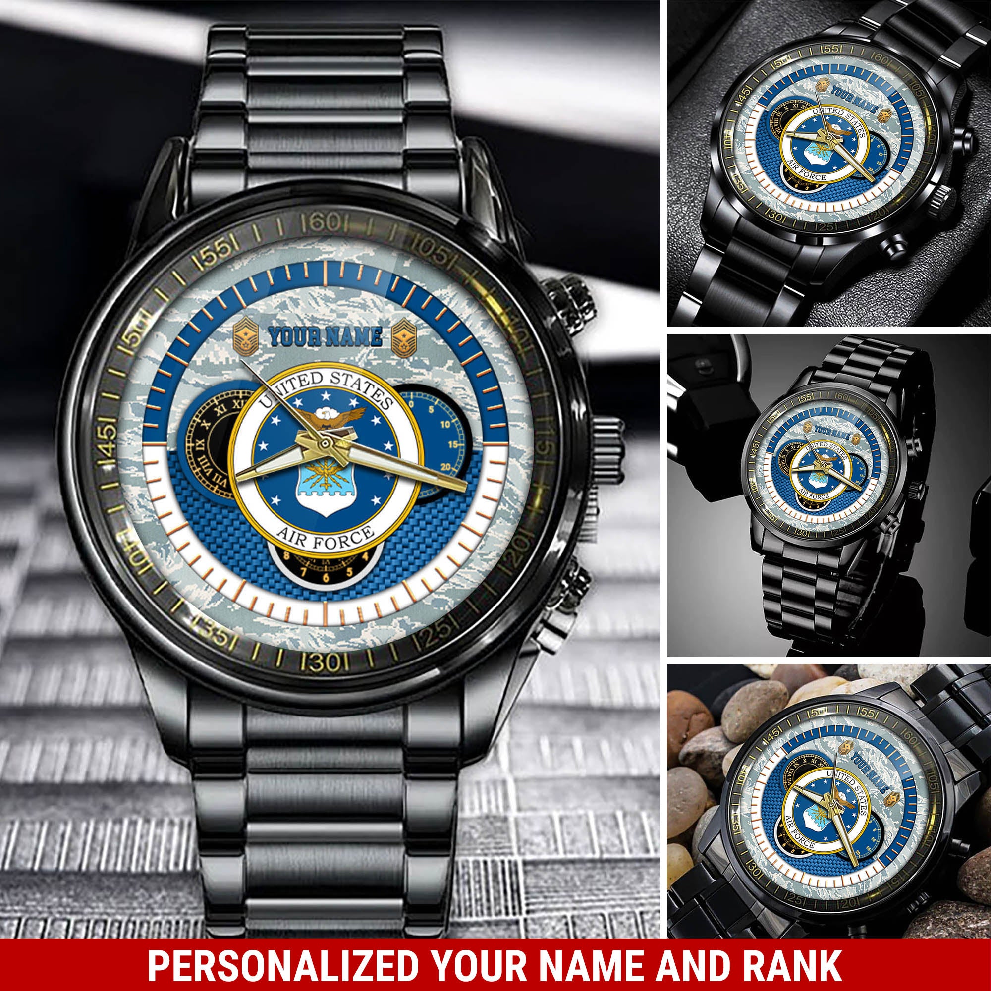 U.S. Air Force Watch Proud Air Force Military Black Fashion Watch Personalized Military Gift
