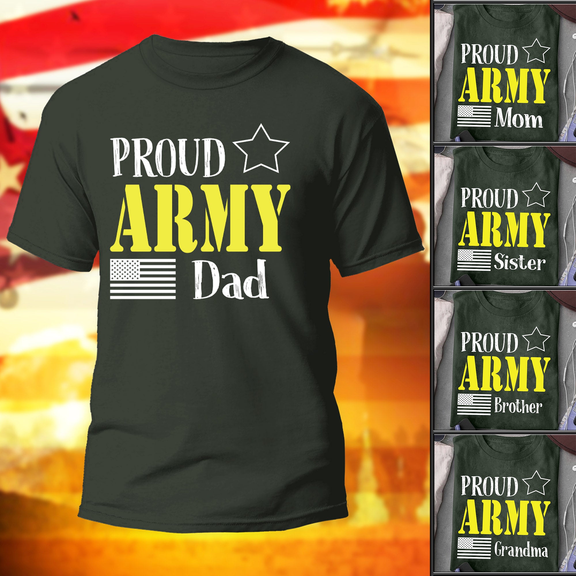 Proud US Army T-Shirt U.S Army Family Matching Shirt Personalized Military Gift