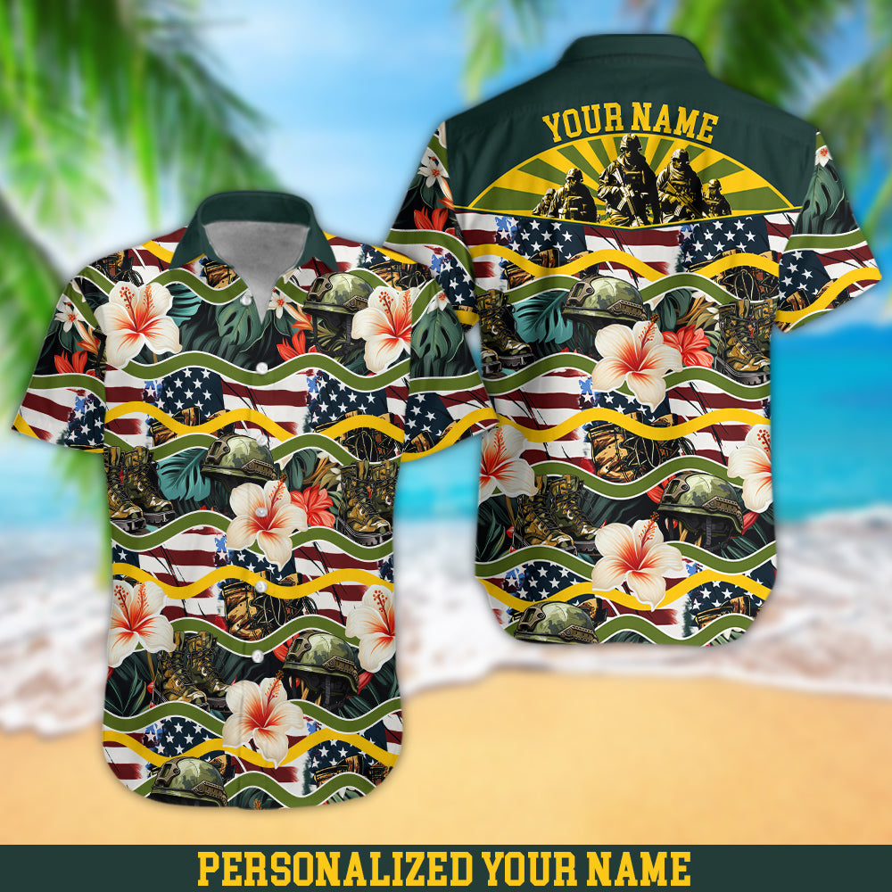 Military Hawaiian Shirt Soldier Short Sleeve Aloha Hawaiian Shirt Personalized Military Gift