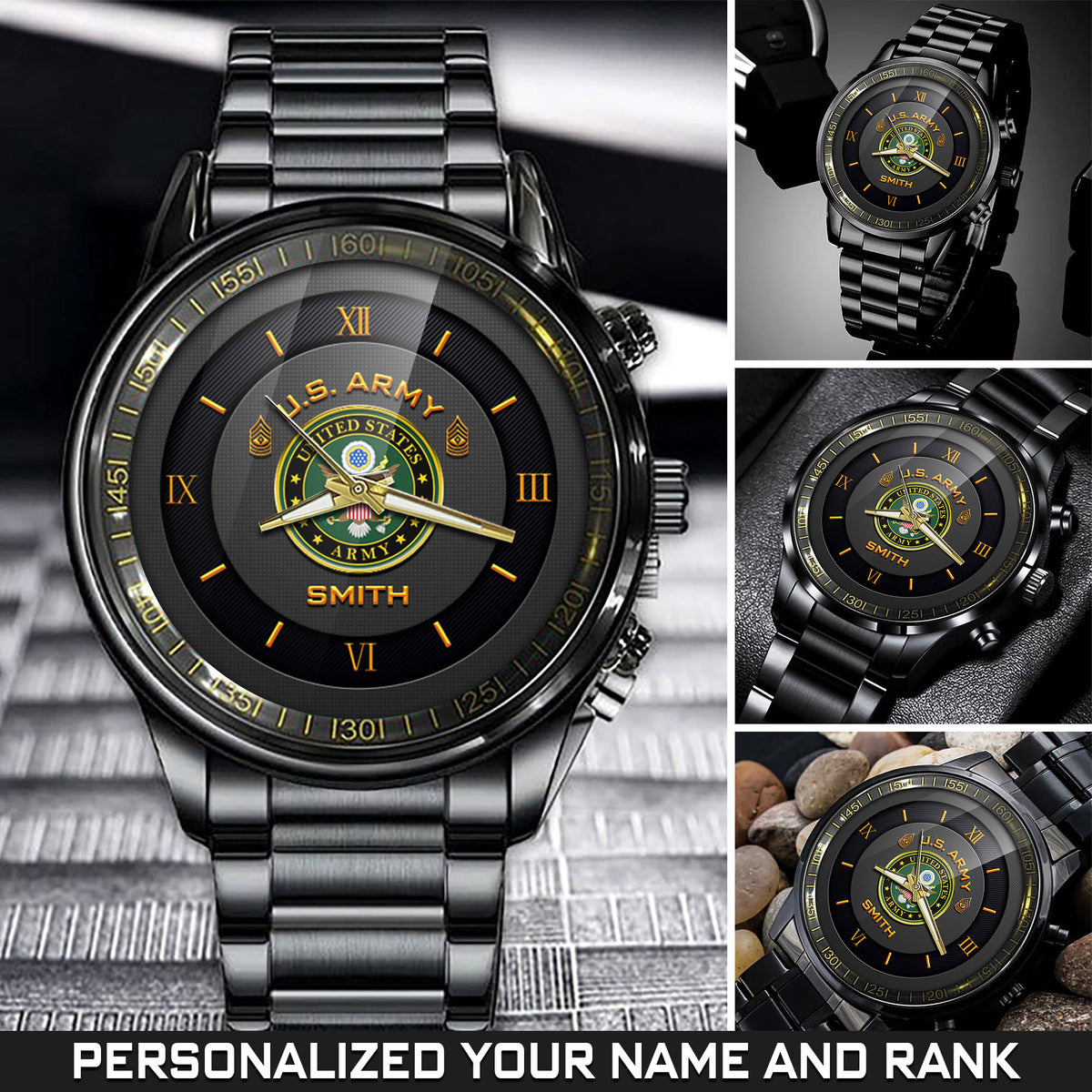 United States Army Fashion Watch Proudly Served US Army Wrist Watches Personalized Name And Rank