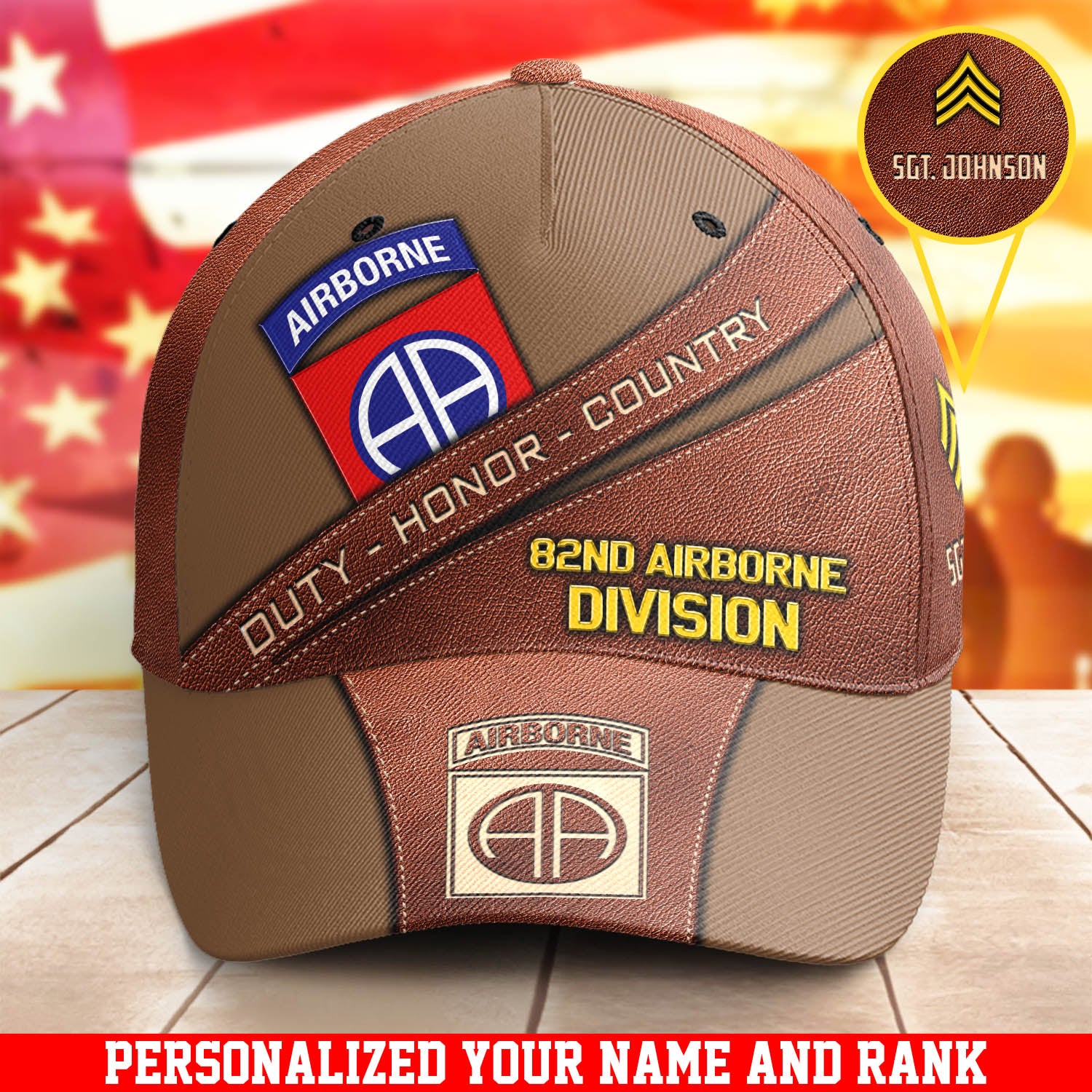 82nd Airborne Division Embroidered Cap Duty Honor Country Hat Personalized Military Gift