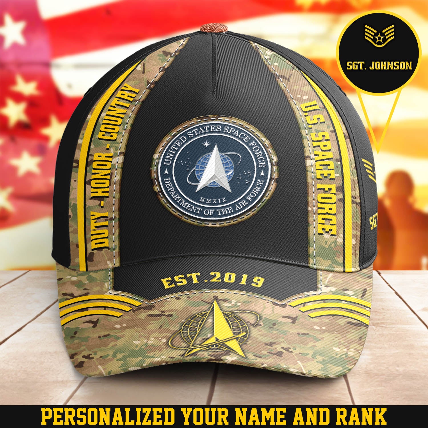 US Space Force Emblem Cap United States Space Force Departmeny Of The Air Force MMXIX Personalized Military Gift