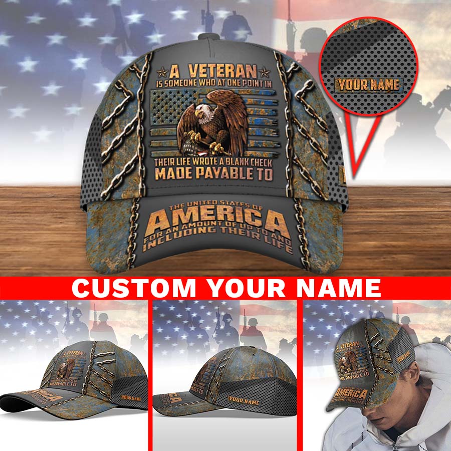 Veteran Eagle Baseball Cap A Veteran Is Someone Who At One Point Military Personalized Veteran Gift
