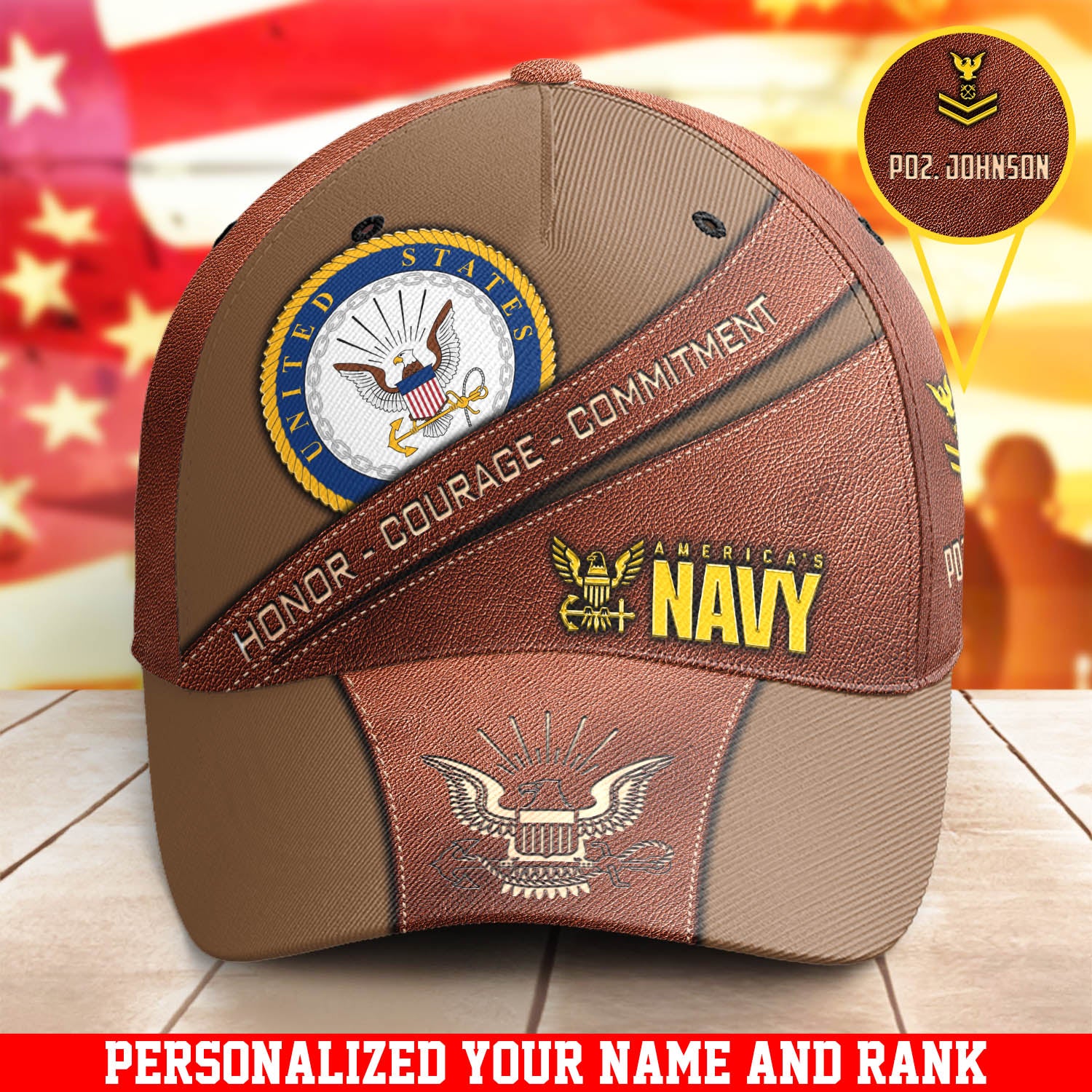 America's Navy Cap Honor Courage Commitment U.S. Navy Hat Custom US Navy Gift