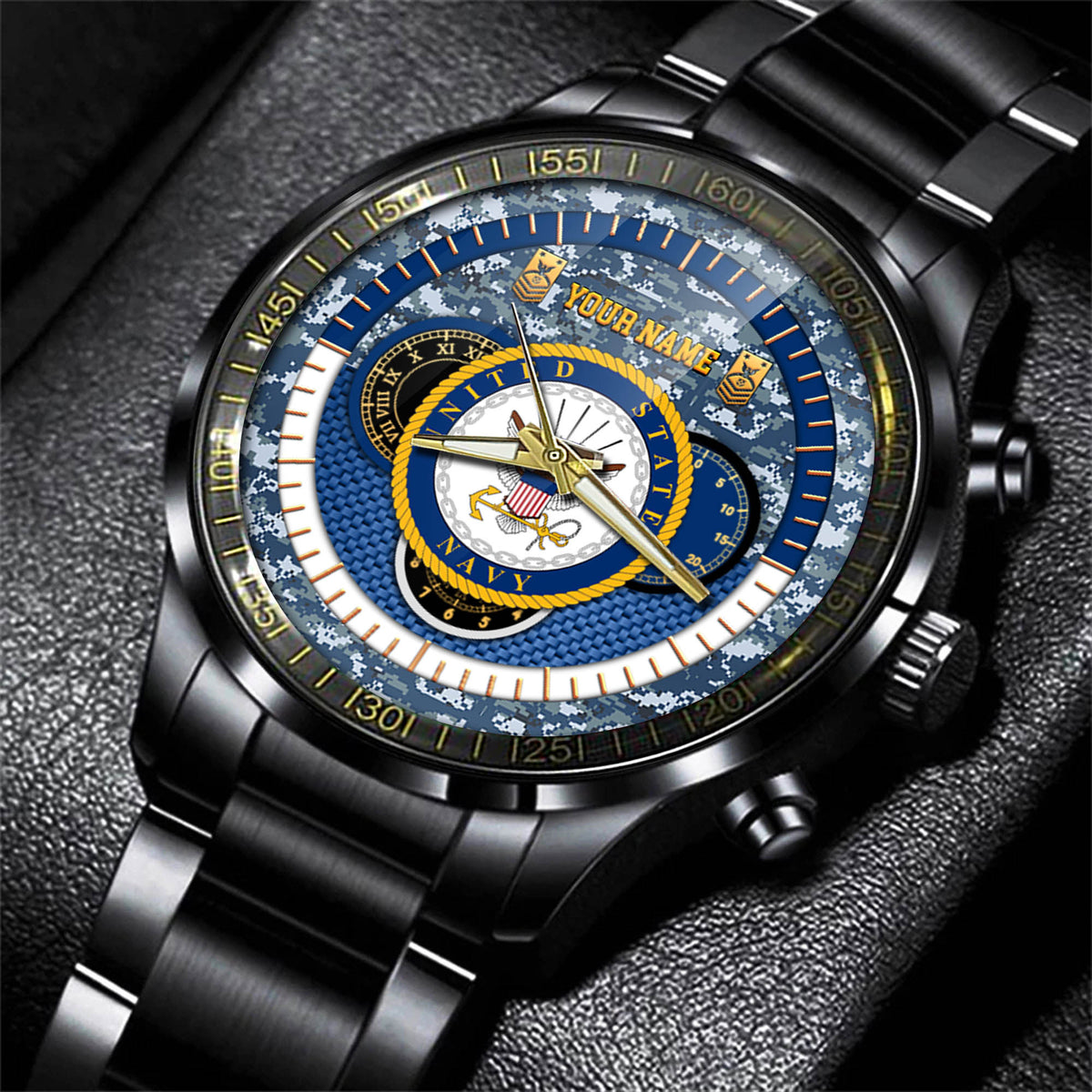 US Navy Badge Military Fashion Watch Property Of US Navy Black Watch Personalized Military Gift