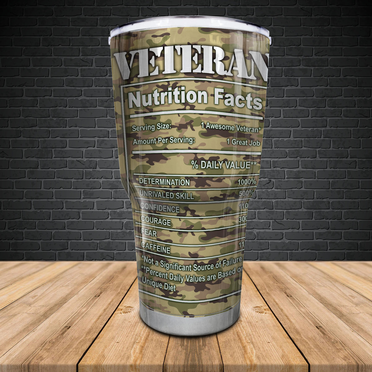 Veteran Uniform Tumbler Veteran Nutrition Facts Camouflage Tumbler Personalized Military Gift