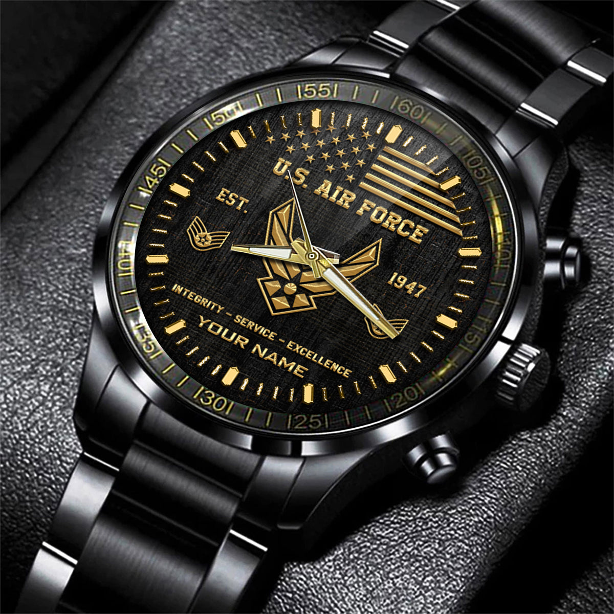 Military Black Watch US Air Force Integrity Service Excellence Watch Custom US Air Force Gift