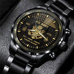 U.S. Army Emblem Black Gold Watch United States Army Est. 1775 Fashion Watch Personalized Soldier Gift